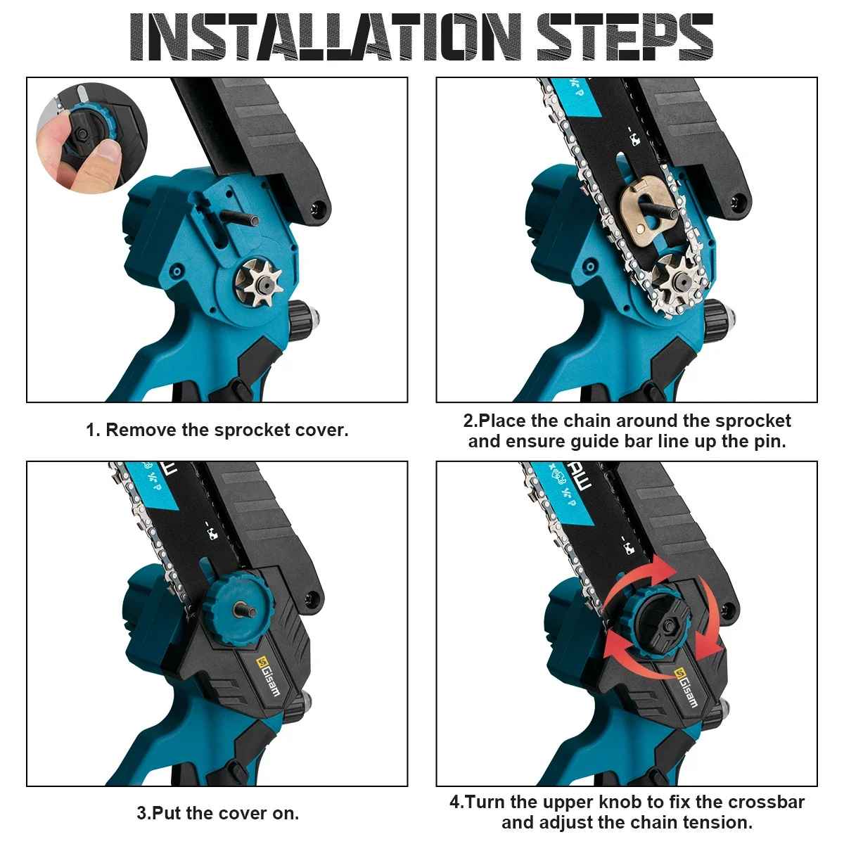 Brezkrtačna žaga GISAM – popolna za rezanje vej in manjšega lesa SET V KOVČKU