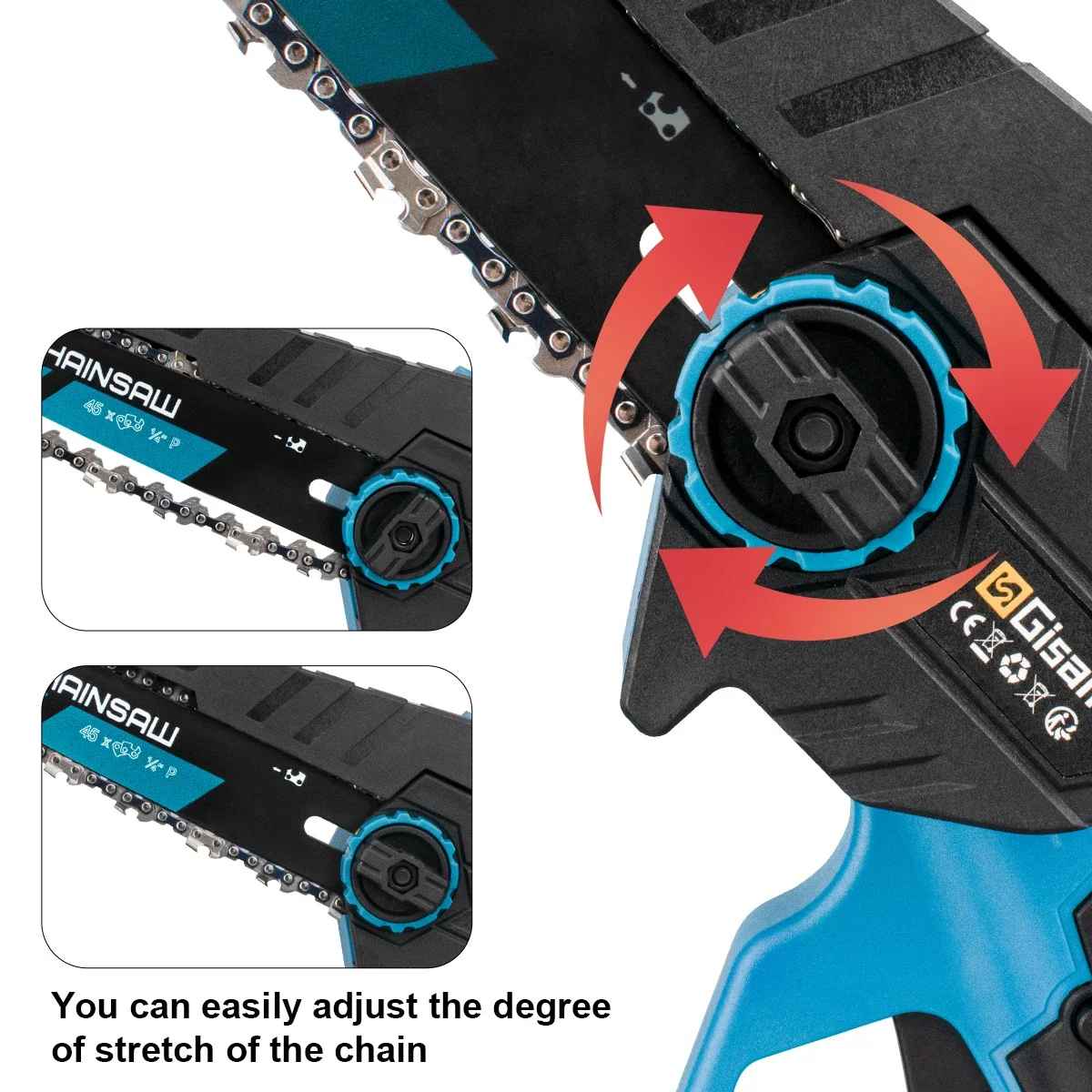 Brezkrtačna žaga GISAM – popolna za rezanje vej in manjšega lesa SET V KOVČKU