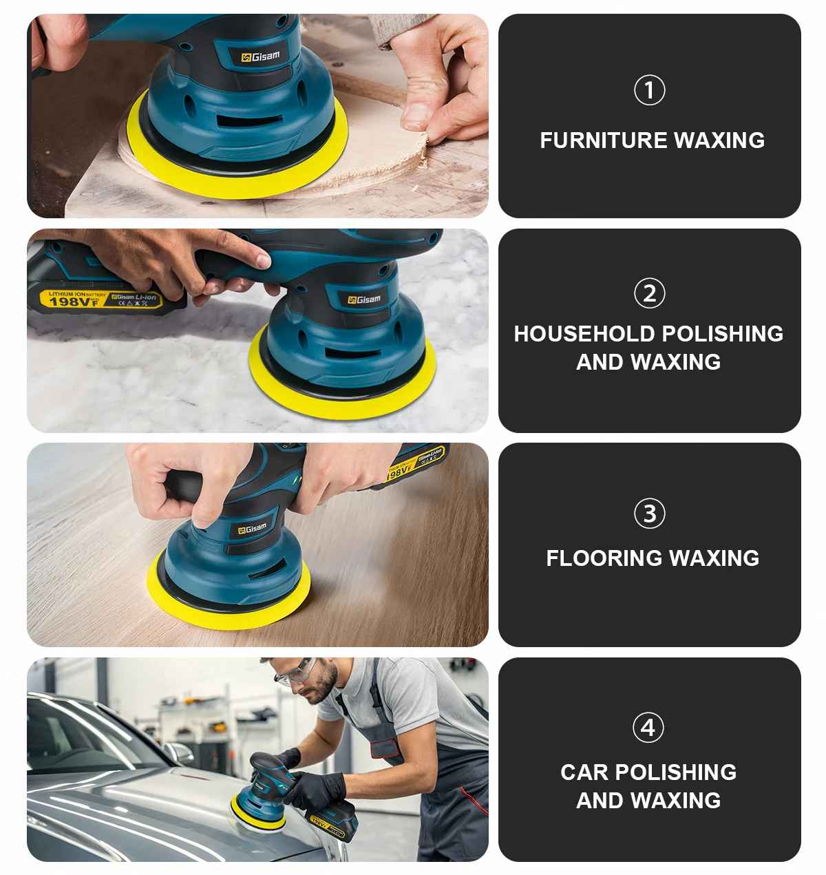 Akumulatorska polirka 150 mm – set z 2 baterijama