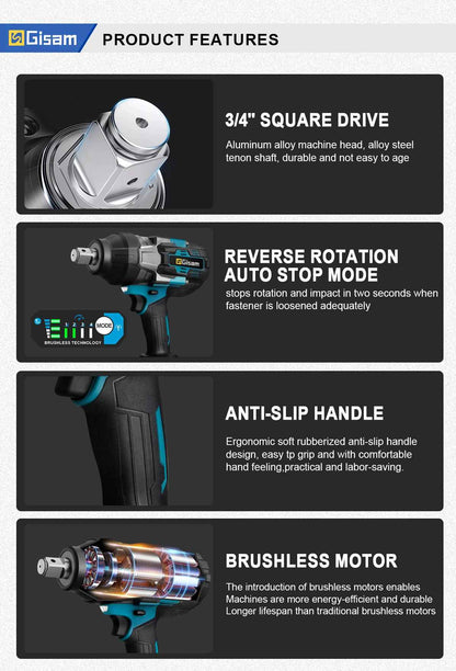 Udarni vijačnik 3100 Nm - 3/4" SET v kovčku