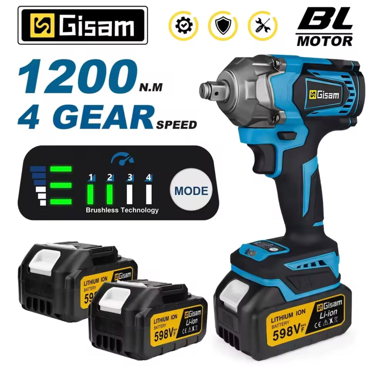 Udarni vijačnik 1200 Nm SET