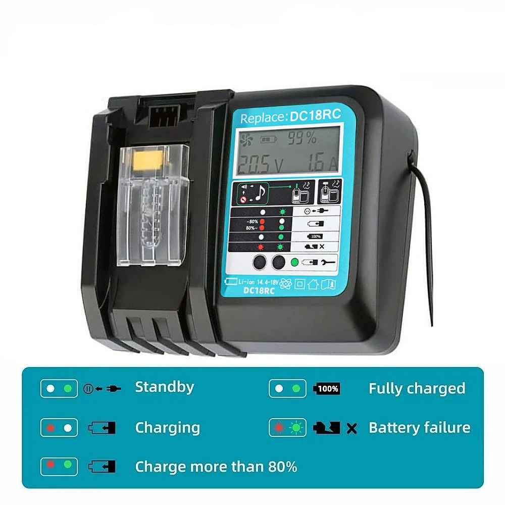 Makita Replace DC18RC LCD polnilec